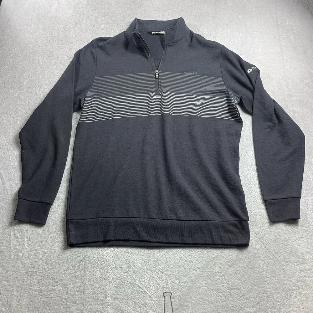 Travis Mathew Book Club 1/4-Zip Golf Pullover Sweater Mens Large Navy Blue Blend - Picture 4 of 9